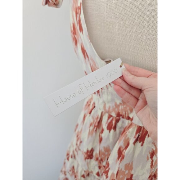 House of Harlow 1960 Linen Blend Midi Maxi Tiered Cottagecore Sleeveless Dress M - Picture 13 of 15
